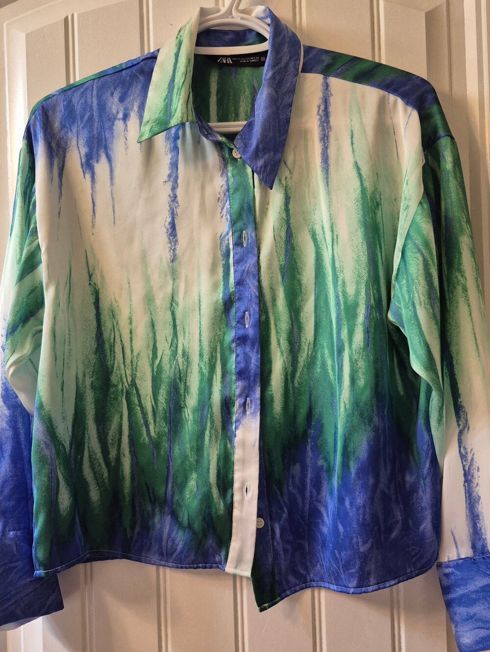 Womens Zara Blue Green Blouse Size XS
